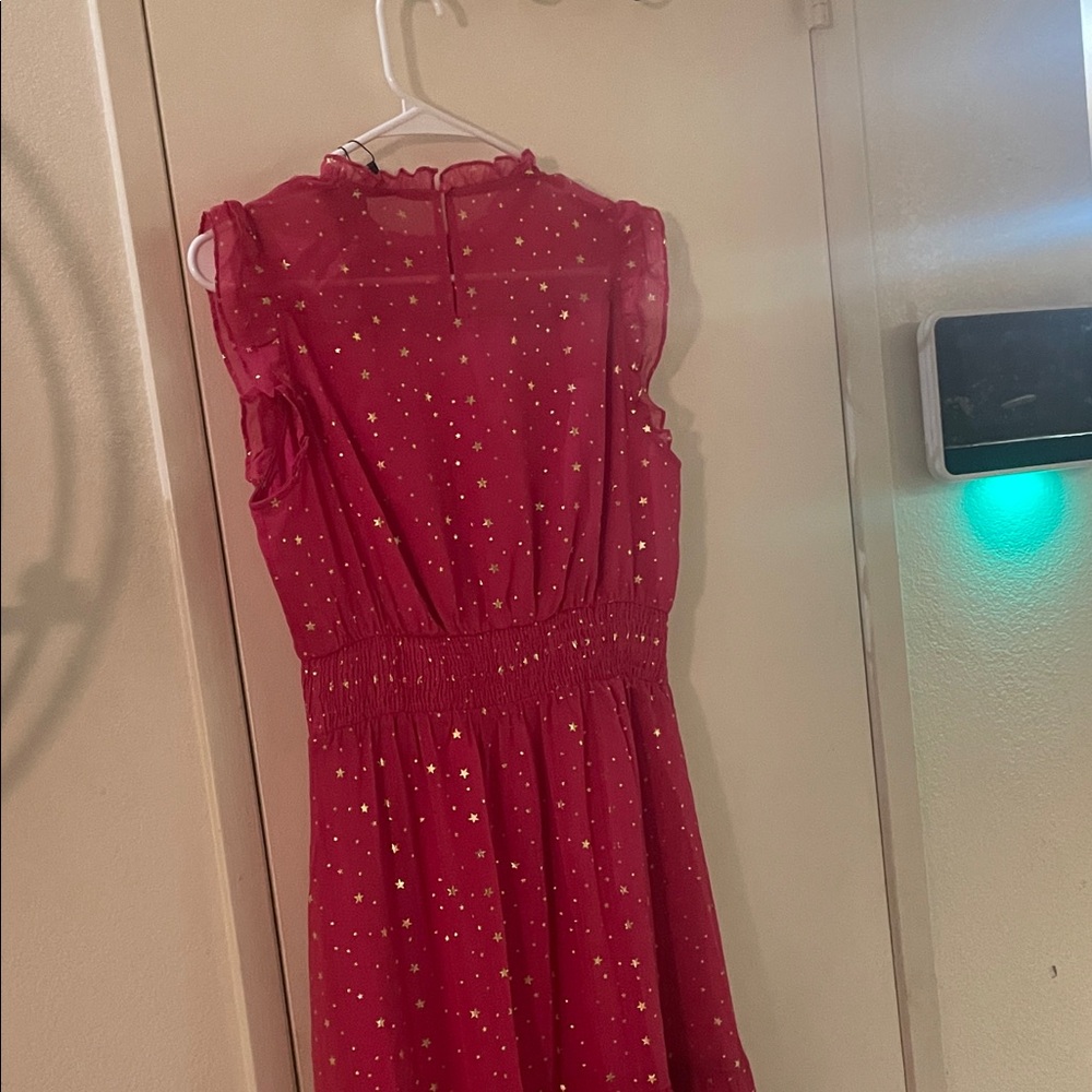 Allegra K Smocked Waist Gilding Metallic Stars Chiffon Dress - Picture 11 of 11